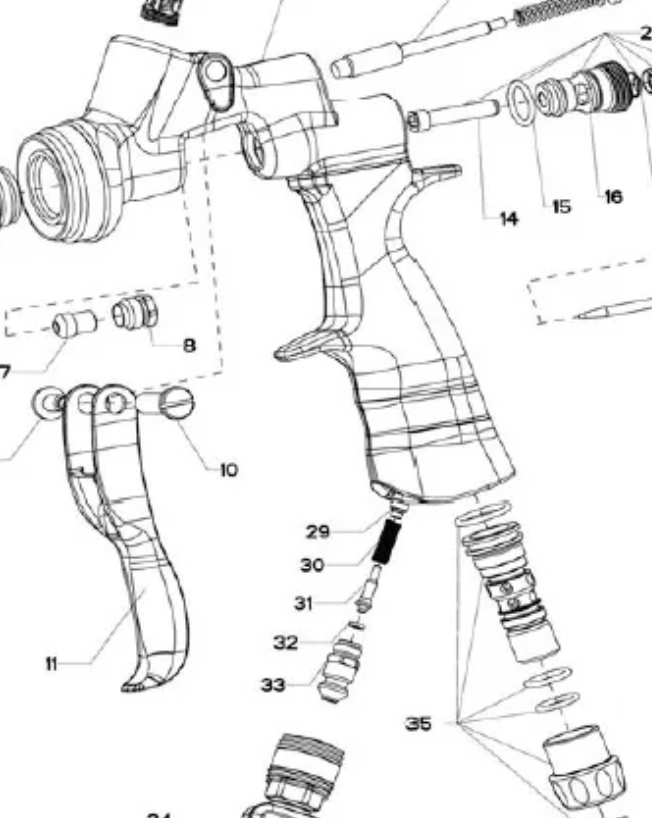 genesi carbonio evo Austausch des Spritzpistolengehäuses